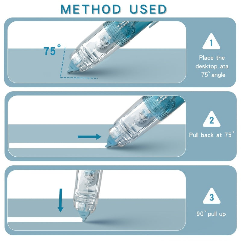 Retractable Correction Tape with Refills – Mess-Free Instant Error Correction for School Office & Home, 1pc + 2 Refills or 4-Pack + 8 Refills, Smooth Dry Correction Tape Back to School Supplies