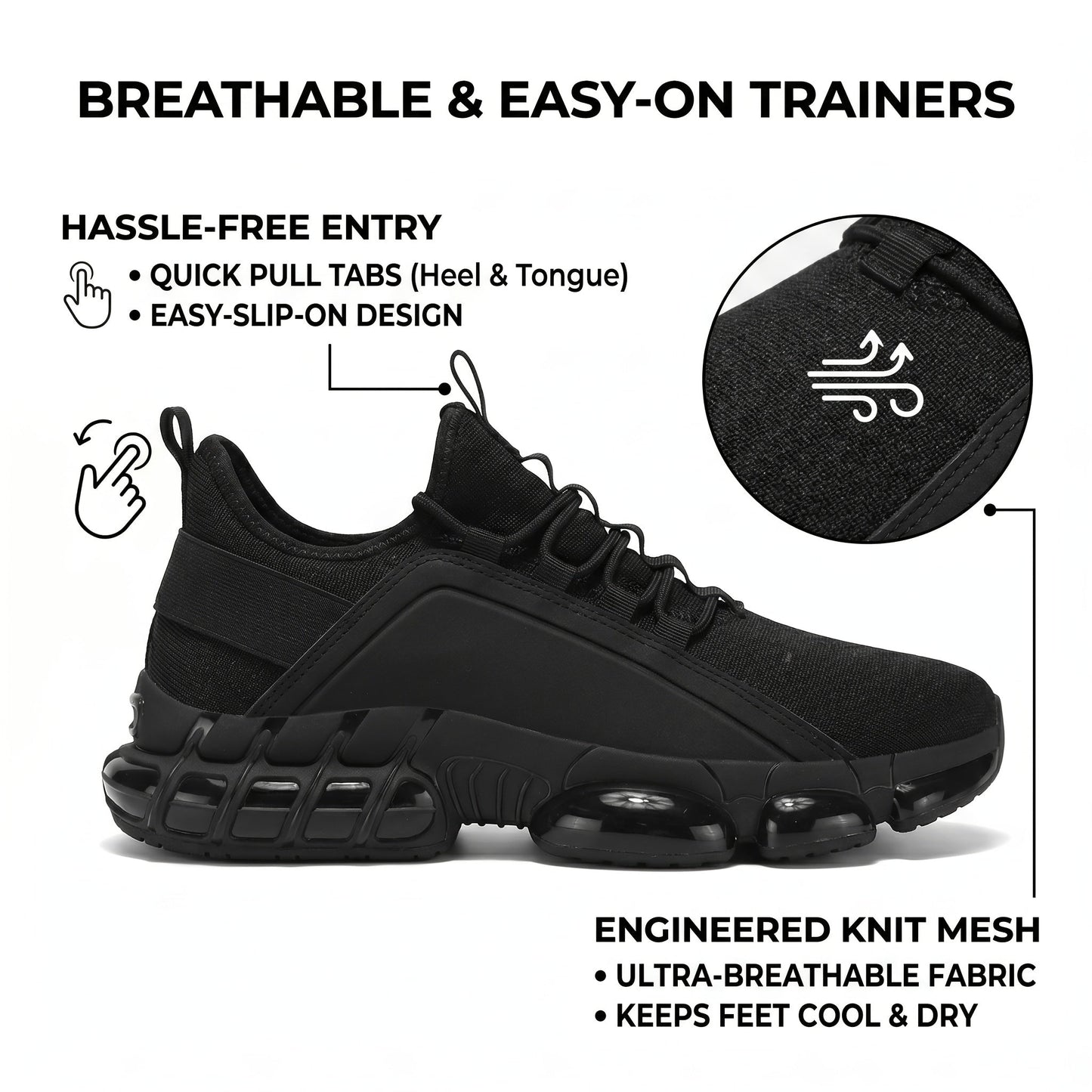 Men's Lightweight Breathable Running Shoes, Low-Top Road Training Sneakers with Rubber Sole & Lace-Up Closure, All-Season Comfort Athletic Footwear for Gym, Training & Casual Wear - White, Black, Blue, Khaki