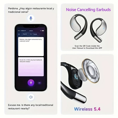 AI Translation Headset Bone Conduction Wireless Real-Time Translation 156 Languages 6-Mic Noise Cancellation Touch Control Deep Bass USB Charging – MIMIDI