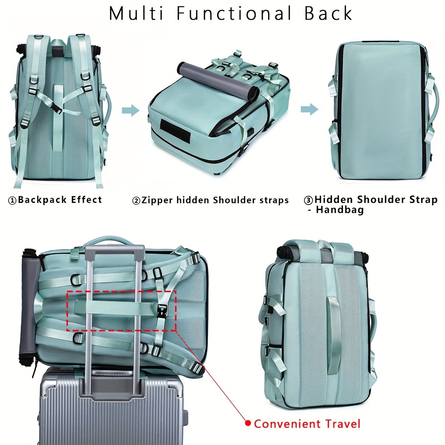 Large Laptop Backpack with Shoe Compartment – Multi-Functional Travel Backpack for Men & Women, Business, College & Carry-On Bag with USB Charging Port, Waterproof, Fits 15.6" Laptop