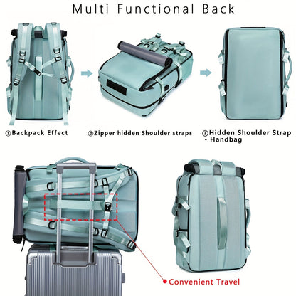 Large Laptop Backpack with Shoe Compartment – Multi-Functional Travel Backpack for Men & Women, Business, College & Carry-On Bag with USB Charging Port, Waterproof, Fits 15.6" Laptop