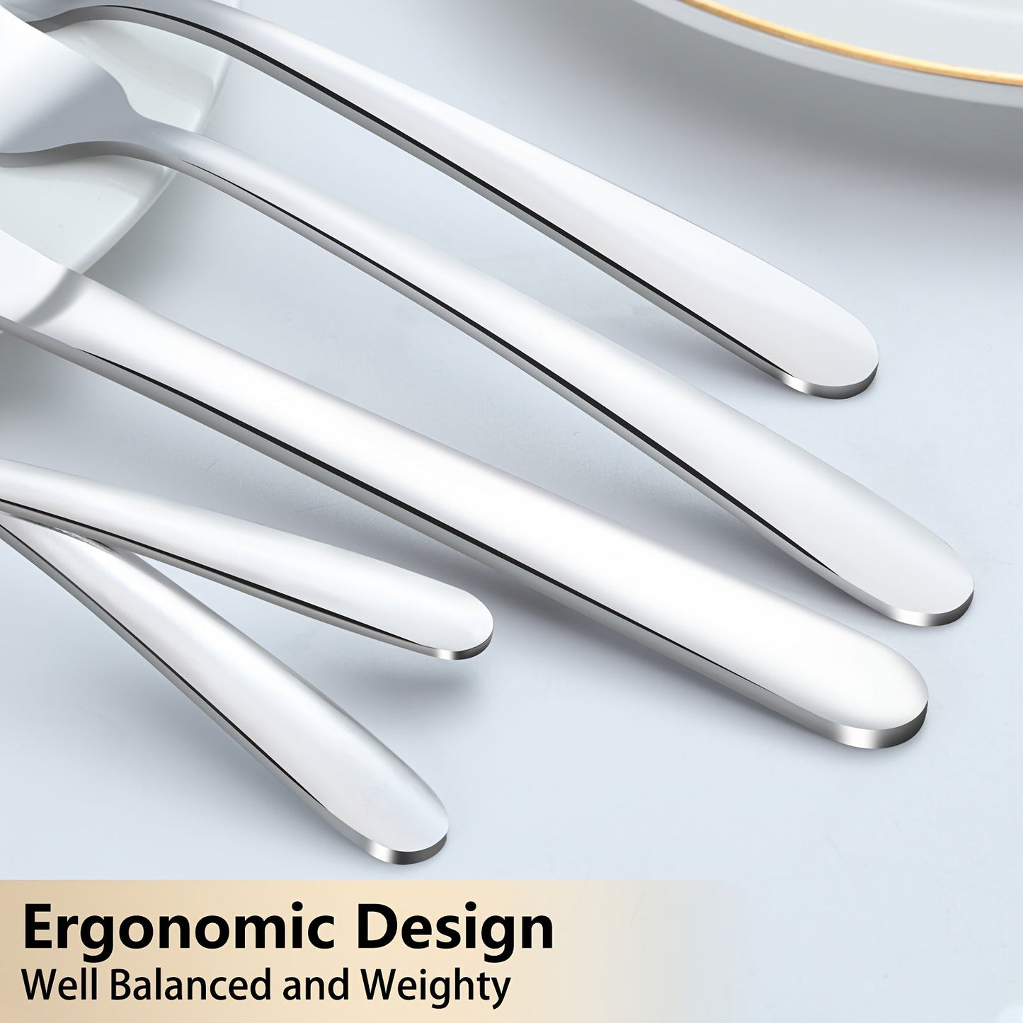 Stainless Steel Flatware Set 60/90 Piece – Silverware for 12-18 People with Gift Box, Steak Knives Salad Forks Dessert Spoons, Dishwasher Safe, for Home Wedding Camping Party Halloween
