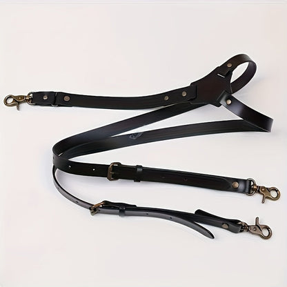Men's Faux Leather Suspenders - Retro Adjustable Y-Back Braces with Rivet Detail, Elegant Vintage Clip-On Suspenders for Daily Formal Wedding & Party Wear, Great Gift for Him