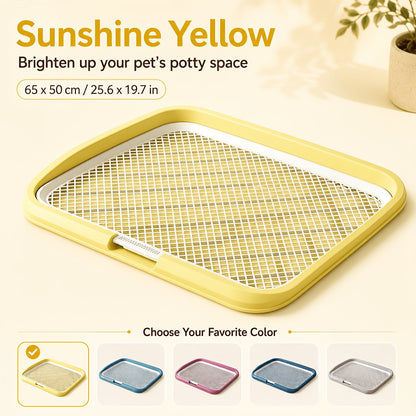Dog Potty Tray Leak-Proof Indoor Puppy Toilet with Removable Grating, Washable Pee Pad Holder for Apartment Puppy Training, Pet Potty Station for Small Medium Dogs