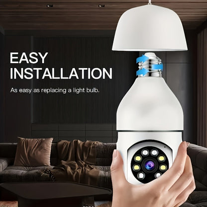 3MP Light Bulb Security Camera WiFi 2.4GHz 1080P Wireless Surveillance Full Color Night Vision Two Way Audio Motion Detection 360 Pan Tilt Home Security Indoor Camera 1 2 Pack