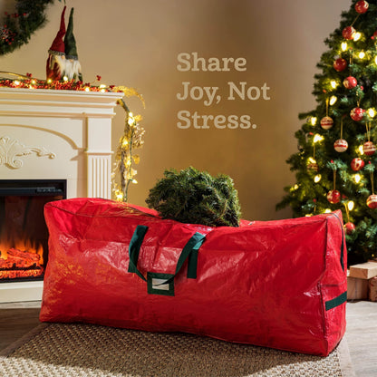 Christmas Tree Storage Bag for 7.5ft Trees – Heavy Duty Extra Large Xmas Holiday Tree Bag with Dual Zippers, Reinforced Handles & Wide Opening for Easy Storage, Red