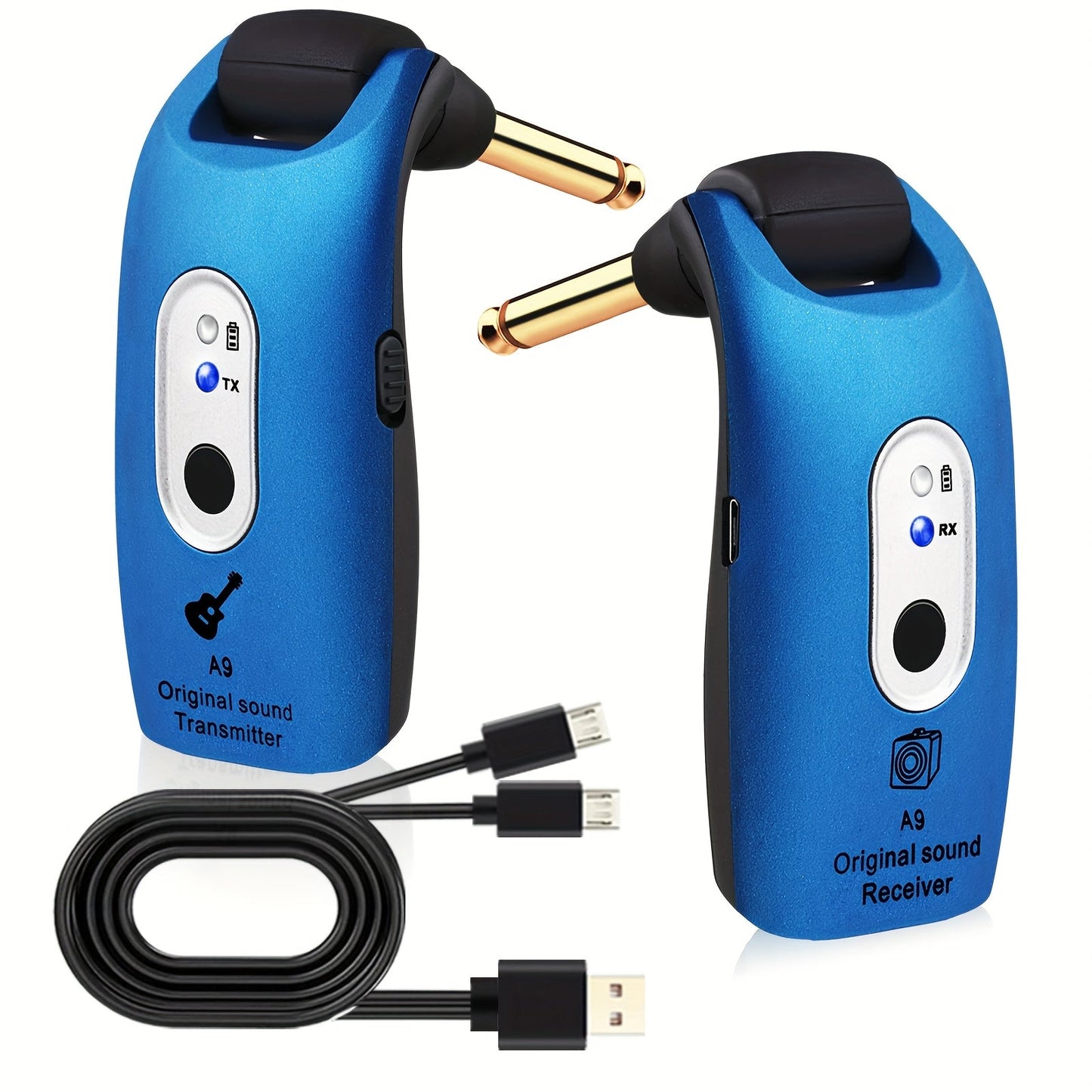 Wireless Guitar System 2.4GHz with 270° Rotatable Plug & Built-In Rechargeable Battery – Transmitter Receiver for Electric Guitar, Acoustic, Bass, Violin & Keyboard – Velora