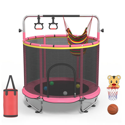 Kids & Adults Trampoline with Safety Enclosure Net Multi-Functional Leisure Sports Trampoline Indoor Outdoor Backyard Jumping Mat 6 Color Options Fun Exercise Equipment for Family