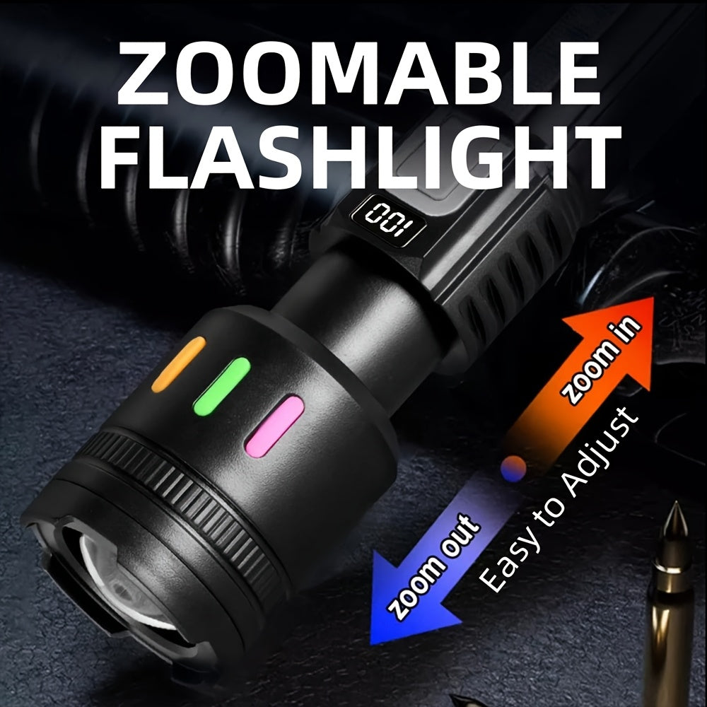 2 Pack Rechargeable LED Tactical Flashlight with Telescopic Zoom, COB Side Light & 5 Modes, High Power Handheld Flashlight USB-C for Camping Hiking Biking Emergency – Best Gift for Him