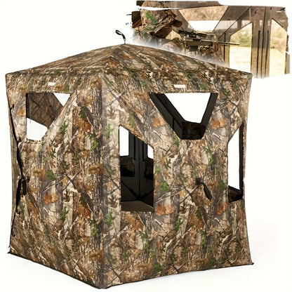 Pop-Up Hunting Blind 2-3 Person – 270° See-Through Design, Camouflage Ground Blind for Deer & Turkey Hunting, Easy Setup with Carrying Case