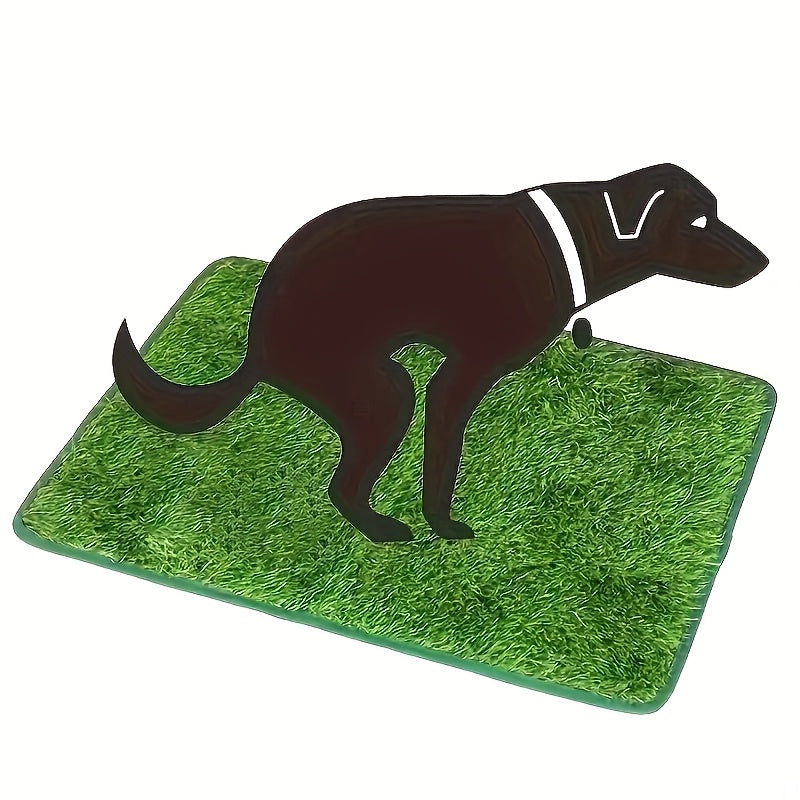 Washable Reusable Dog Toilet Training Pad – Anti-Odor Artificial Grass Pee Pad with Poop Bag, Indoor & Outdoor Use, M & L Sizes, Black Silhouette Design