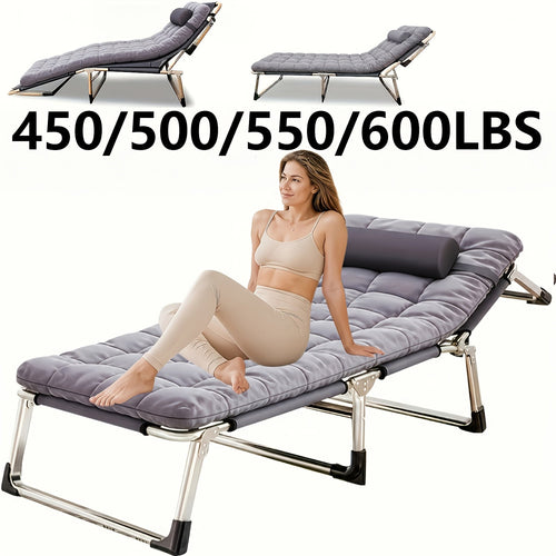 Heavy Duty Folding Camping Bed with Flip-Up Mattress Included 450-600 lbs 70-75 Inch Portable Guest Bed for Adults Teenagers Travel Garden Balcony Outdoor