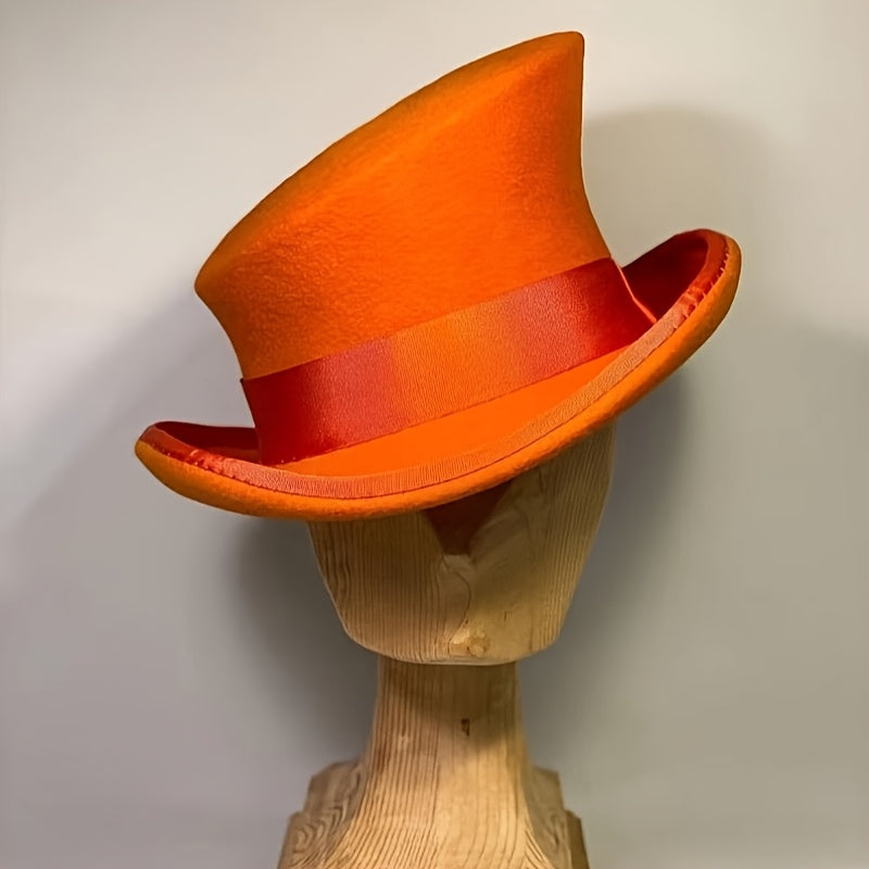 100% Wool Felt Fedora Hat with Ribbon for Women & Men – Adjustable Asymmetrical Top Hat for Church Parties Weddings, Elegant Fashion Headwear in 10 Colors, Perfect Christmas Gift