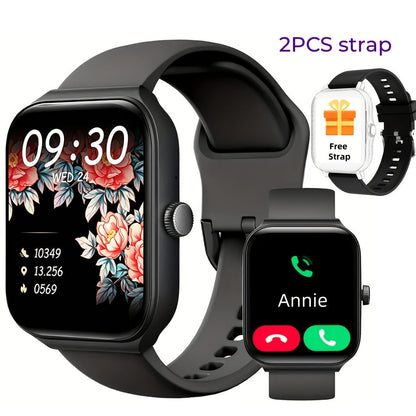 Smart Watch 1.83" Fitness Tracker with Bluetooth Calling – Step Counter, Activity Monitor, Message Notifications, Multi-Sport Modes, USB Charging, Compatible with iPhone & Android, Gift for Men & Women (Black/Pink)