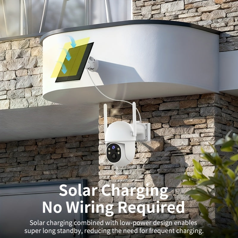 Solar Powered Outdoor Security Camera 2-Pack – IP54 Waterproof Wireless WiFi Cam with AI Human Detection, HD Color Night Vision, Two-Way Audio & Rain-Resistant Design for Home & Yard