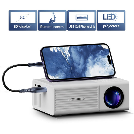 Mini Projector 1280x720P Native Resolution with Mobile Screen Projection – Portable Home Theater Projector for Office Outdoor Camping Movies iPhone Android Laptop