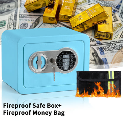 0.2 Cubic Foot Electronic Digital Safe Box with Fireproof Money Bag – Keypad Lock Home Security Safe for Cash, Jewelry, Documents & Valuables, Compact Office & Bedroom Safe