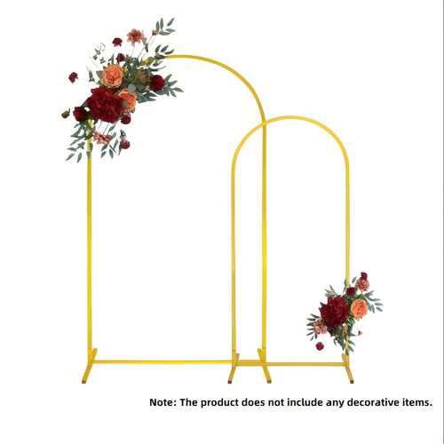 2Pcs Metal Wedding Arch Backdrop Stand Set 7.2FT + 6FT Gold Powder Coated Steel Frame – Easy Assembly Balloon Flower Arch for Wedding, Birthday, Eid, Ramadan & Indoor Outdoor Party Decor