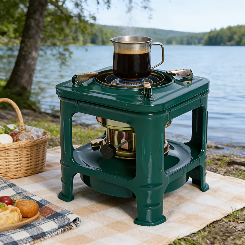 Portable Kerosene Camping Stove with Built-In Burner, Lightweight Paraffin Outdoor Heater & Cooker with Adjustable Flame Control for Camping, Picnics & Barbecues