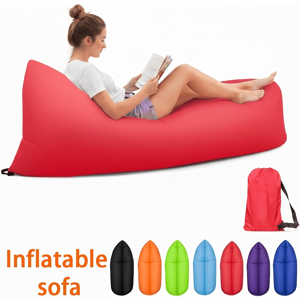 Foldable Inflatable Sofa Lounge Chair Portable Lazy Air Sofa for Camping Beach Music Festivals Outdoor Gatherings Quick Inflation Adults Purple Blue Green Black Red Yellow Orange