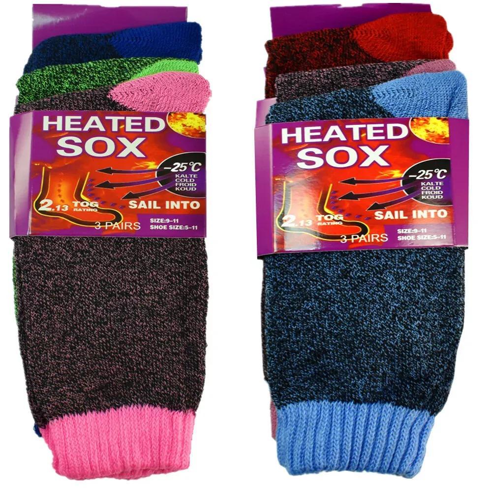 6 Pairs Women's Thermal Winter Socks – Fleece-Lined Warm Boot Socks for Cold Weather, Heavy Duty Cushioned Crew Socks for Hiking Camping Skiing Running, Size 9-11, Multicolor Value Pack