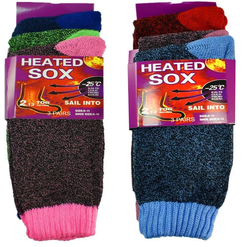 6 Pairs Women's Thermal Winter Socks – Fleece-Lined Warm Boot Socks for Cold Weather, Heavy Duty Cushioned Crew Socks for Hiking Camping Skiing Running, Size 9-11, Multicolor Value Pack