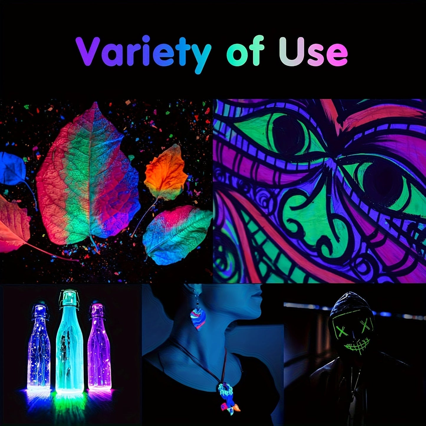 Glow in the Dark Paint Set 10 Colors 22ml Neon UV Acrylic Paint 2-in-1 Charge Glow and UV Activated for Rock Painting Canvas Craft Holiday Decor Christmas Gift