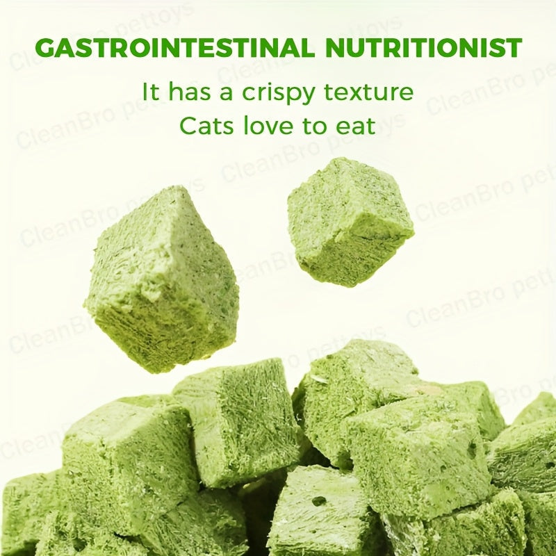 Freeze-Dried Cat Grass Hairball Control Tablets – Natural Mint Molar Sticks & Granules, Chicken Flavor Cat Snacks for Dental Health & Hair Removal