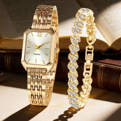 Set of 2 Women's Vintage Heart-Shaped Chain Quartz Watches – Elegant Analog Pointer Style, Gold & Silver Tone, Perfect Gift for Birthdays, Christmas & New Year