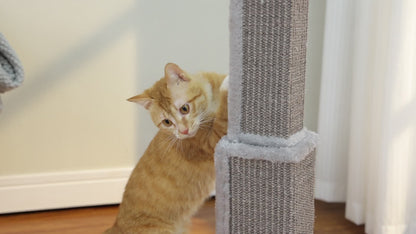 Cat Tree Tower Multi-Tier Sisal Scratching Post with Hanging Toys for Indoor Cats, Sturdy Cat Climbing Tower Activity Center for Energetic Cats, Available in Grey and Black