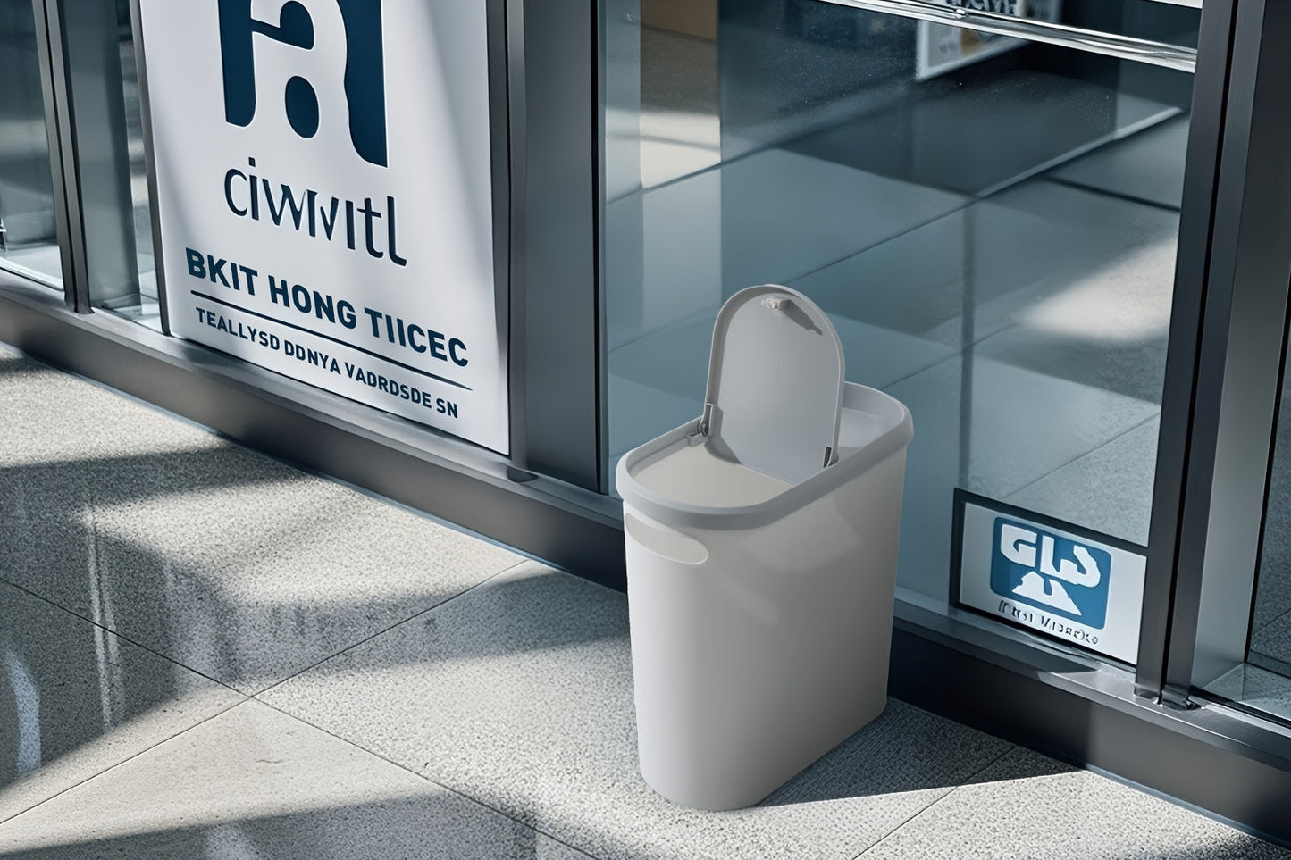 Small Bathroom Trash Can with Built-In Handles 2/1 Pack – Rustproof Plastic Wastebasket, Space-Saving Design for Bathroom, Laundry Room & Home Office, Includes Trash Bags