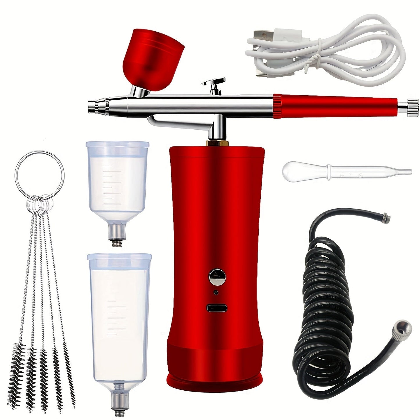 Cordless Airbrush Kit with Compressor Rechargeable 0.3mm Nozzle 3-Speed Pressure – Portable Airbrush Set for Makeup, Nail Art, Cake Decorating, Model Painting & Body Art