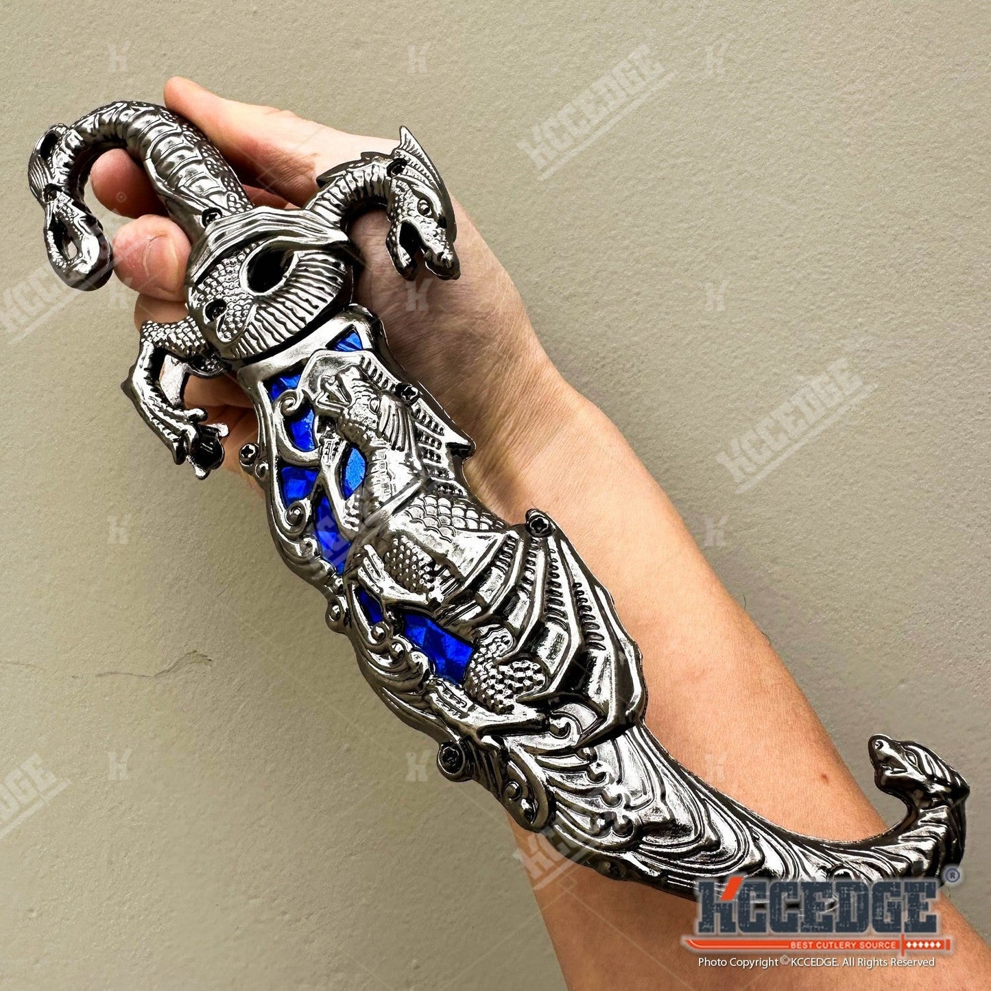 Medieval Dragon Fantasy Fixed Blade Knife with Scabbard 9 Inch – Non-Sharpened 440 Stainless Steel, Cosplay Prop, Historical Replica, Home Decor Collectible, 5 Colors