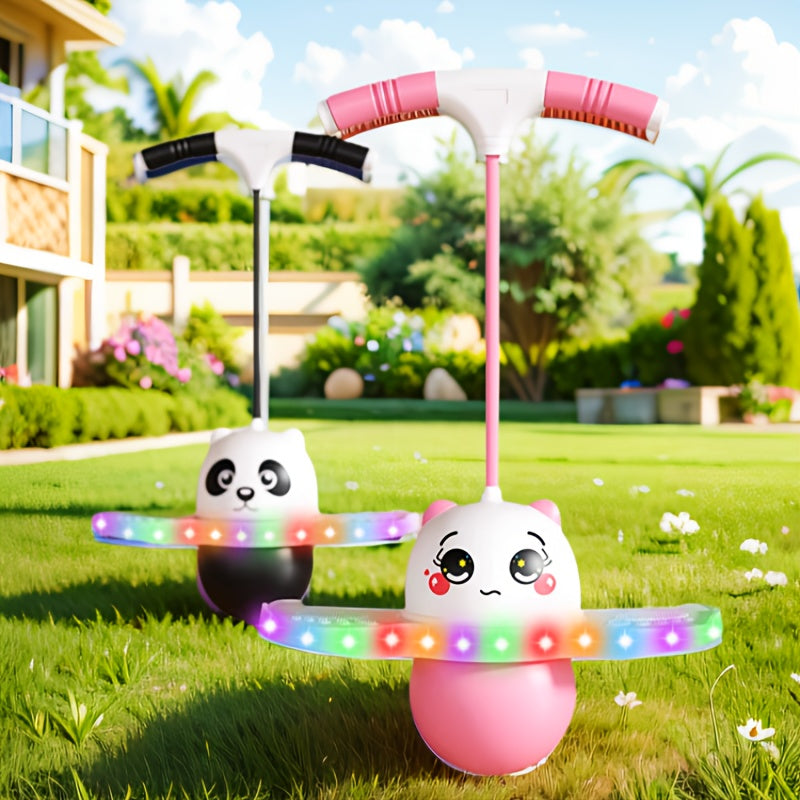 Pogo Ball with Colorful LED Light – Balance Coordination Bounce Toy for Kids & Adults Up to 200lb, Trick Pop Ball Jumper for Indoor Outdoor Play, Gift for Boys & Girls, Pink & Black