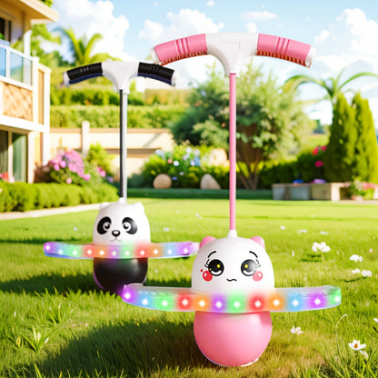 Pogo Ball with Colorful LED Light – Balance Coordination Bounce Toy for Kids & Adults Up to 200lb, Trick Pop Ball Jumper for Indoor Outdoor Play, Gift for Boys & Girls, Pink & Black