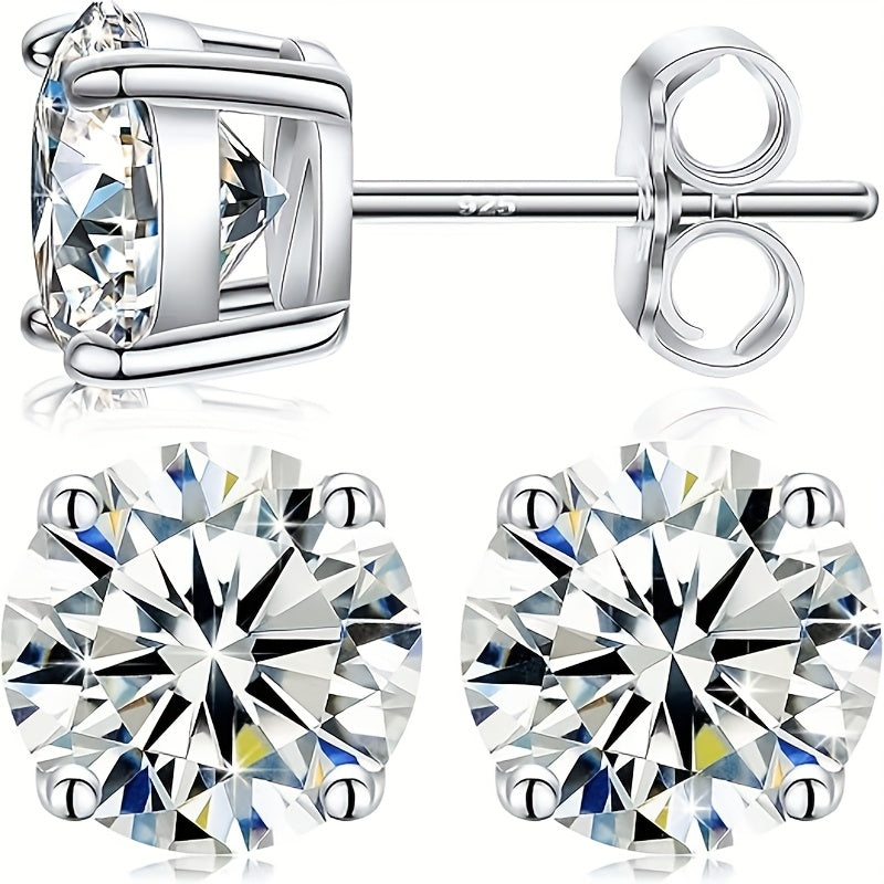 Lab Moissanite Stud Earrings D Color VVS1 Clarity – Brilliant Round Cut 18K Gold Plated 925 Sterling Silver, 1CT 2CT 4CT 6CT, Jewelry Box Included, Gift for Women Girls