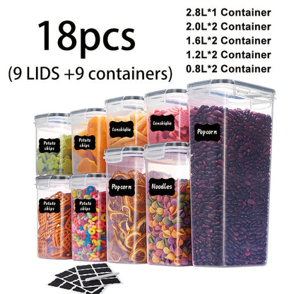 Airtight Food Storage Containers with Lids BPA Free – Flip-Top Locking Seal Plastic Pantry Organizer Jars for Rice, Cereal, Pasta, Flour & Sugar, Stackable, Sets of 6 to 84 Pieces
