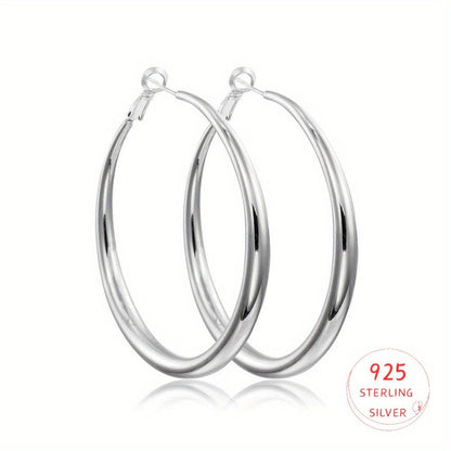 S925 Sterling Silver Large Round Hoop Earrings for Women - Lightweight Hypoallergenic Cubic Zirconia Big Circle Hoops in 40/50/60mm, Elegant Everyday Fashion Jewelry, Perfect Birthday & Christmas Gift