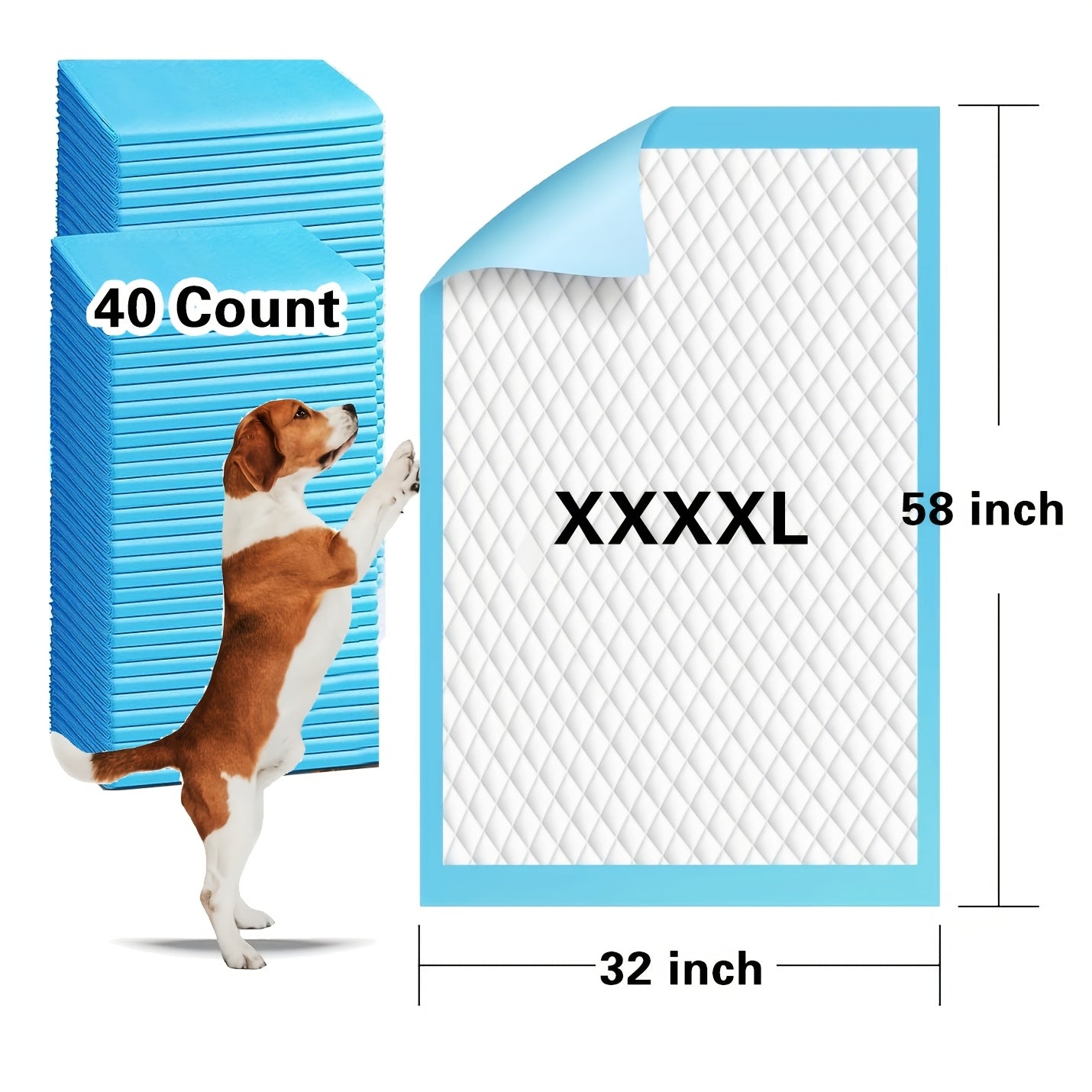 Extra Large Dog Pee Pads 58x32 Inch 40 Count Disposable Puppy Training Pads Super Absorbent Leak Proof for Dogs Cats Adult Incontinence