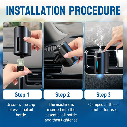 Car Aromatherapy Diffuser USB Essential Oil Air Freshener | 3 Adjustable Mist Modes, Smart Humidifier Fragrance Diffuser for Vehicle – Black, Red, Grey, Pink – Optional 6 Scents Bundle