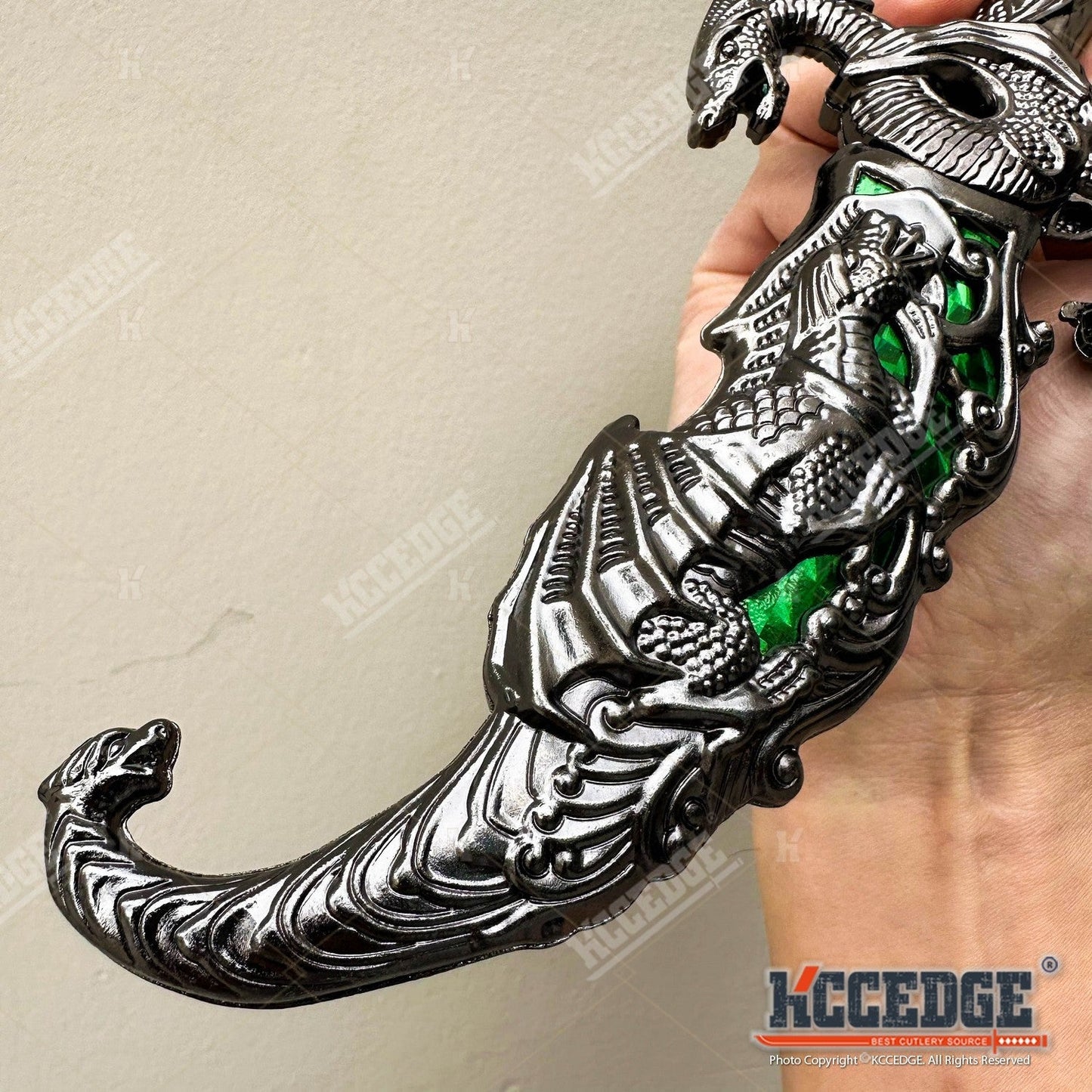 Medieval Dragon Fantasy Fixed Blade Knife with Scabbard 9 Inch – Non-Sharpened 440 Stainless Steel, Cosplay Prop, Historical Replica, Home Decor Collectible, 5 Colors