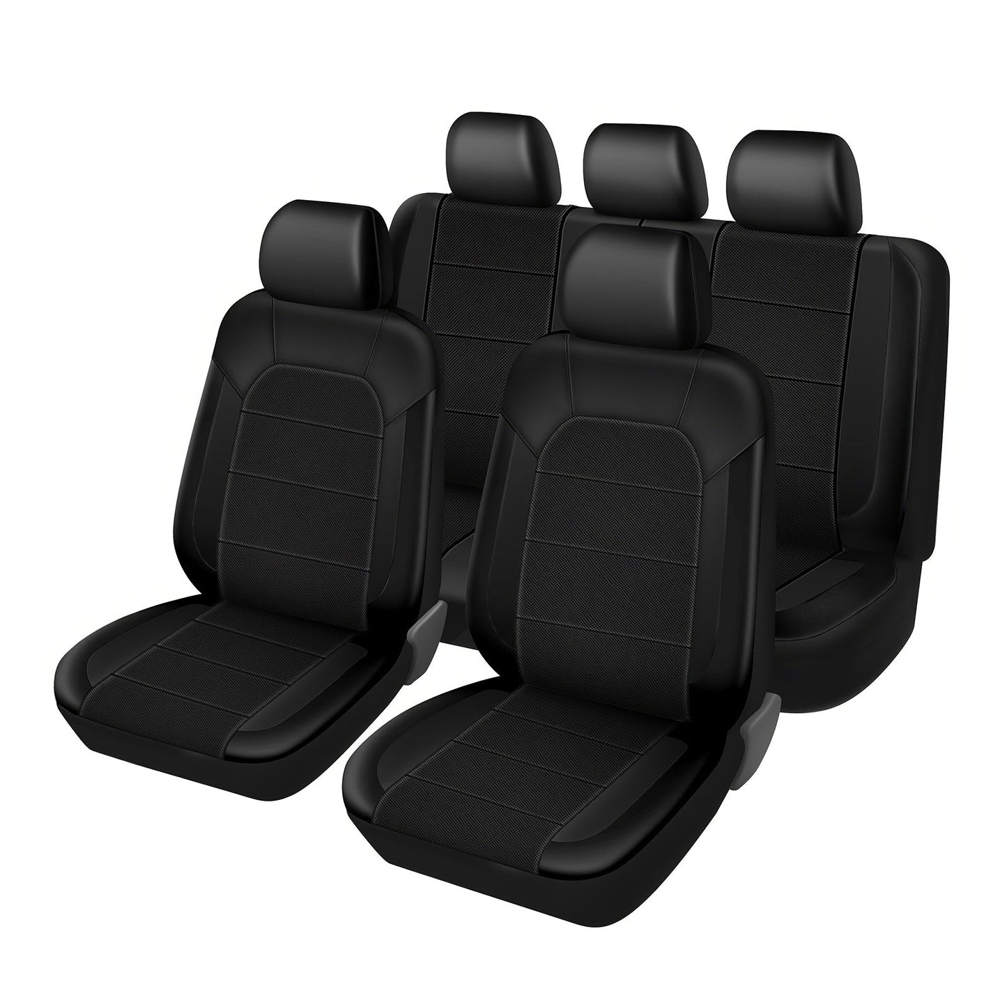 PU Leather Car Seat Covers Universal Fit Waterproof Quilted All-Season with Sponge Padding for Cars SUVs Trucks Gray Black Red Blue Single or 12-Piece Set