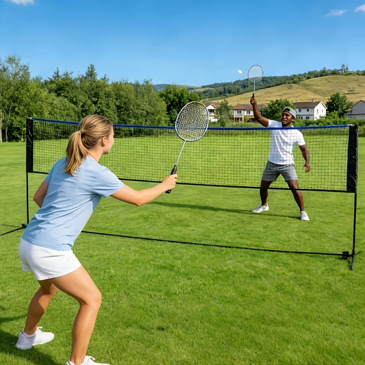 Portable Badminton Volleyball Net Set Adjustable Height & Tension Weather-Resistant with Carry Bag - Professional Grade for Backyard, Pool, Outdoor & Indoor Court Games