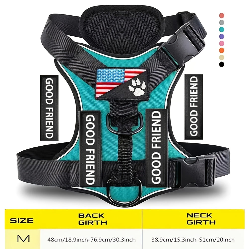 Service Dog Harness Vest with 5 ID Patches – Reflective Adjustable Oxford Vest with Breathable Mesh Lining, Service Dog ID System for Small Medium Large Dogs, Sizes XS-XL, Public & Mobility Aid