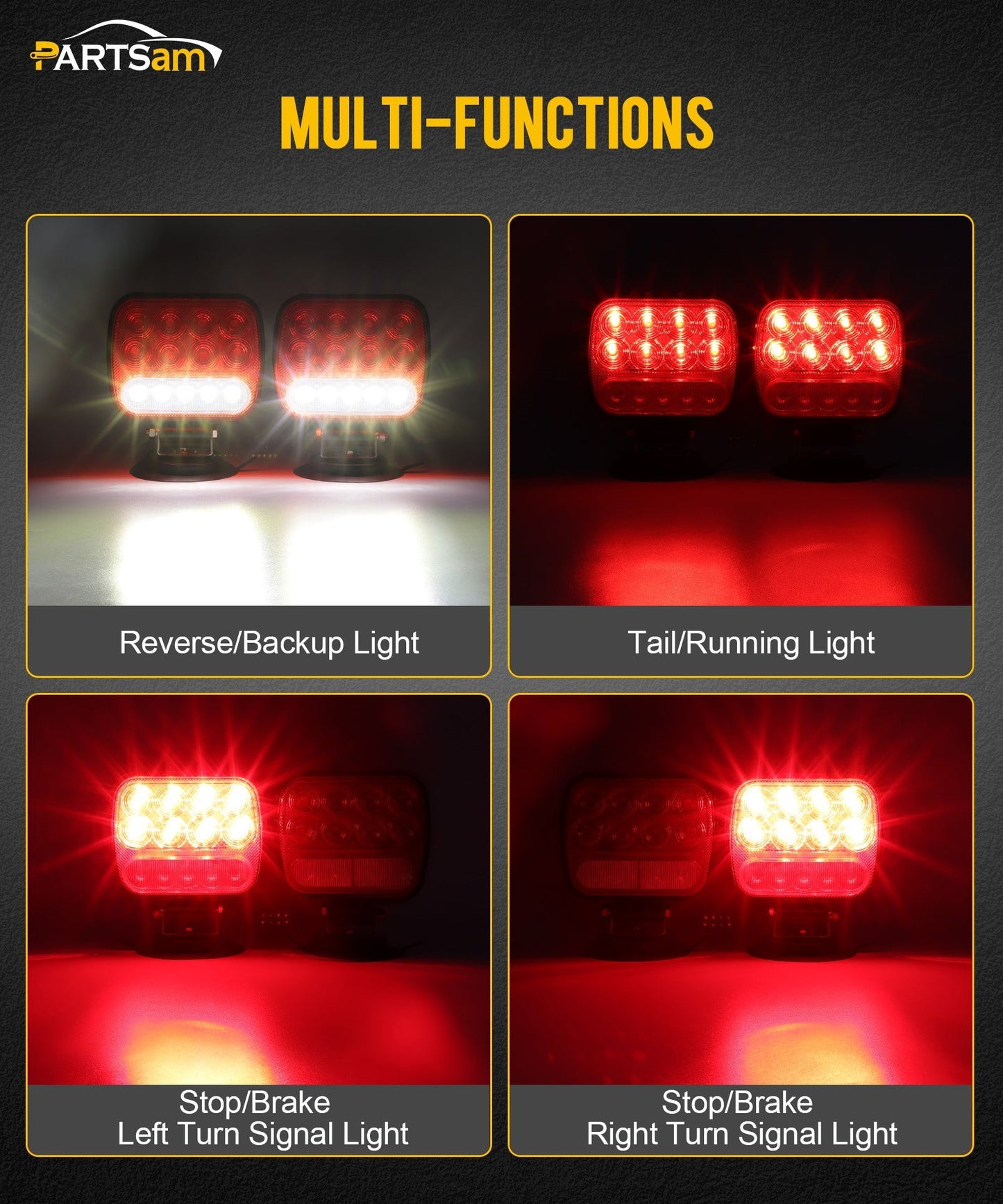Wireless Magnetic Trailer Light Kit 26 LED Towing Tail Lights with 7-Pin Plug – Stop Turn Brake Backup Reverse IPX5 Waterproof 100FT Range for Trucks & Trailers 12-24V