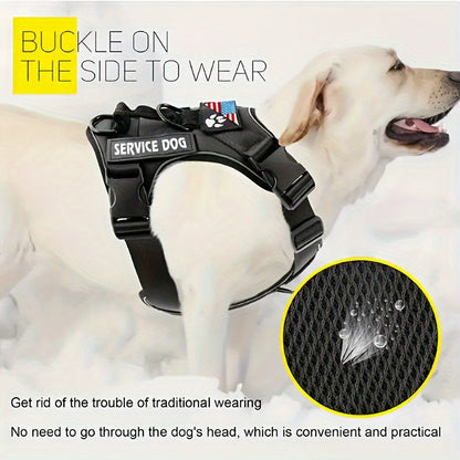 Service Dog Harness Vest with 5 ID Patches – Reflective Adjustable Oxford Vest with Breathable Mesh Lining, Service Dog ID System for Small Medium Large Dogs, Sizes XS-XL, Public & Mobility Aid