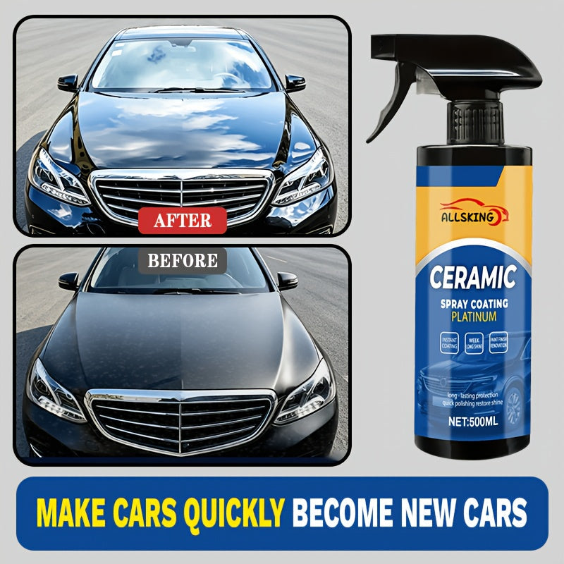 3-in-1 Nano Ceramic Coating Spray for Cars – Scratch-Resistant, High-Definition Glossy Finish, Long-Lasting Protective Layer for All Paint Types, Car, Truck & SUV Exterior Paint Protection