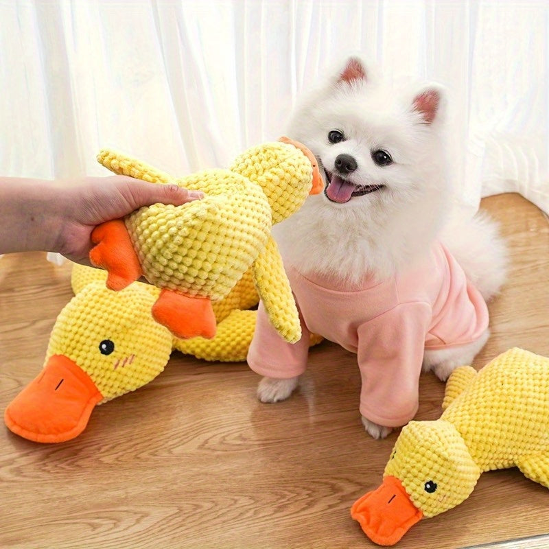Large Plush Duck Dog Toy with Squeaker – Bite-Resistant Soft Chew Toy for Puppies & Large Breed Dogs, Durable Interactive Teething Toy for Golden Retrievers, Corgis & All Breeds