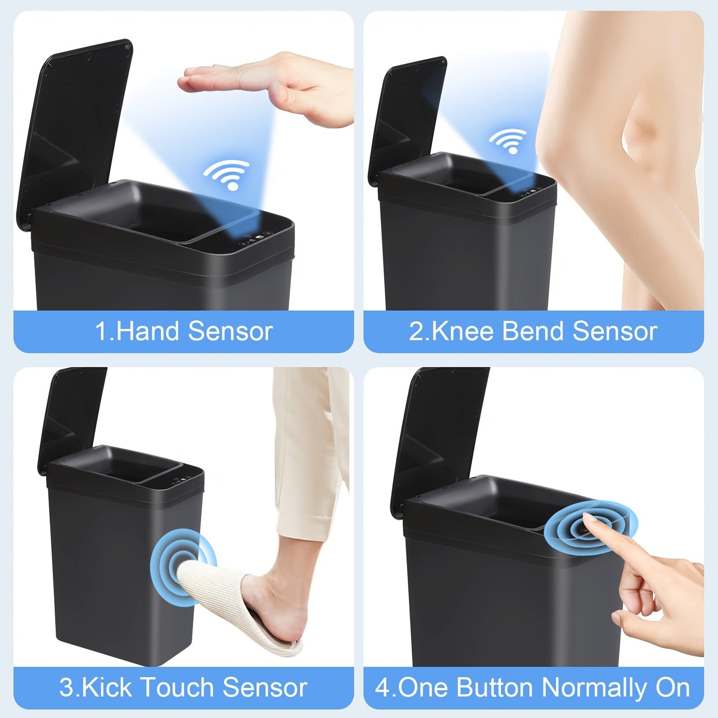 Automatic Touchless Trash Can 2 Pack – 4 Gallon & 2.8 Gallon Motion Sensor Trash Bin with Lid, Slim Smart Garbage Can for Bathroom, Bedroom, Office, Kitchen, Living Room