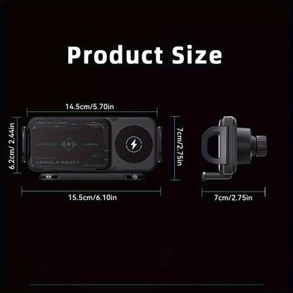 Car Mount with Wireless Fast Charging 15W - Compatible with iPhone 8 to 15 Series, Samsung Galaxy S and Note Series, Fold 5 and Fold 6, Supports Folding Screen Smartphones, USB Powered Dashboard Phone Holder